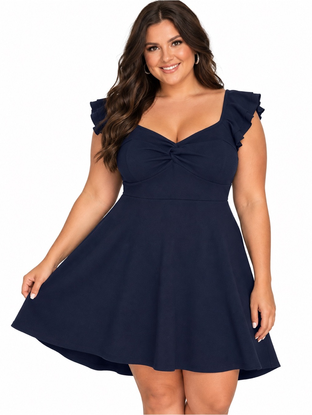 Altar'd State Blue Solid V-Neck Flutter Sleeve A-Line Short Dress XS The Altar'd